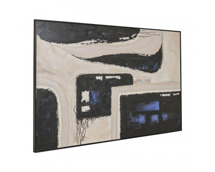 Sagebrook - Framed Hand Painted Abstract Canvas in Gray/Black