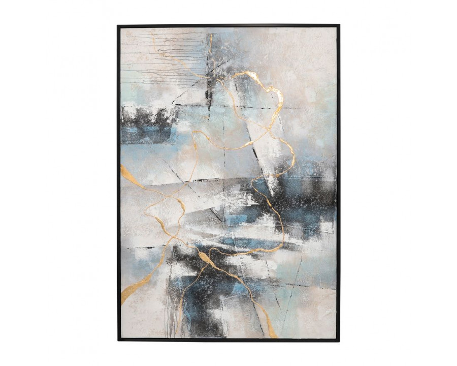 Sagebrook - Framed Hand Painted Abstract Canvas in Ivory