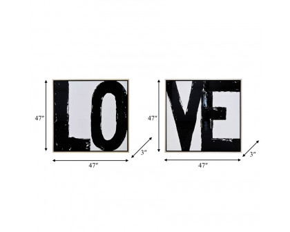 Sagebrook - Hand Painted Love Frames (Set Of 2) in Black