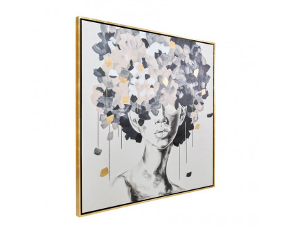 Sagebrook - Hand Painted Idyll Woman Gold Leaf Canvas in Multi