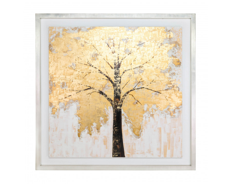 Sagebrook - 71"x71" Hand Painted Autumn Gold Leaf Tree