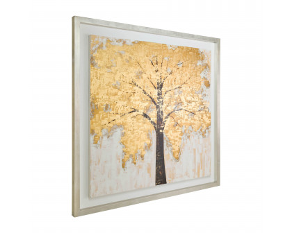 Sagebrook - 71"x71" Hand Painted Autumn Gold Leaf Tree