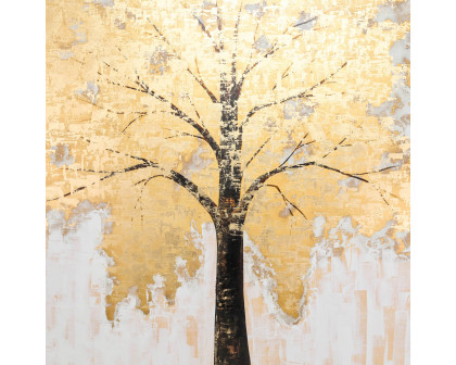 Sagebrook - 71"x71" Hand Painted Autumn Gold Leaf Tree