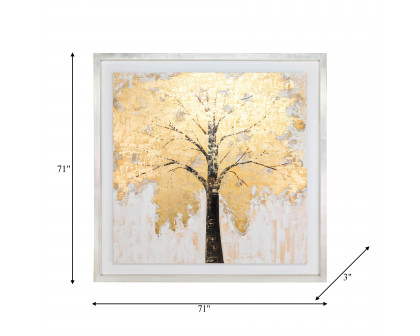 Sagebrook - 71"x71" Hand Painted Autumn Gold Leaf Tree