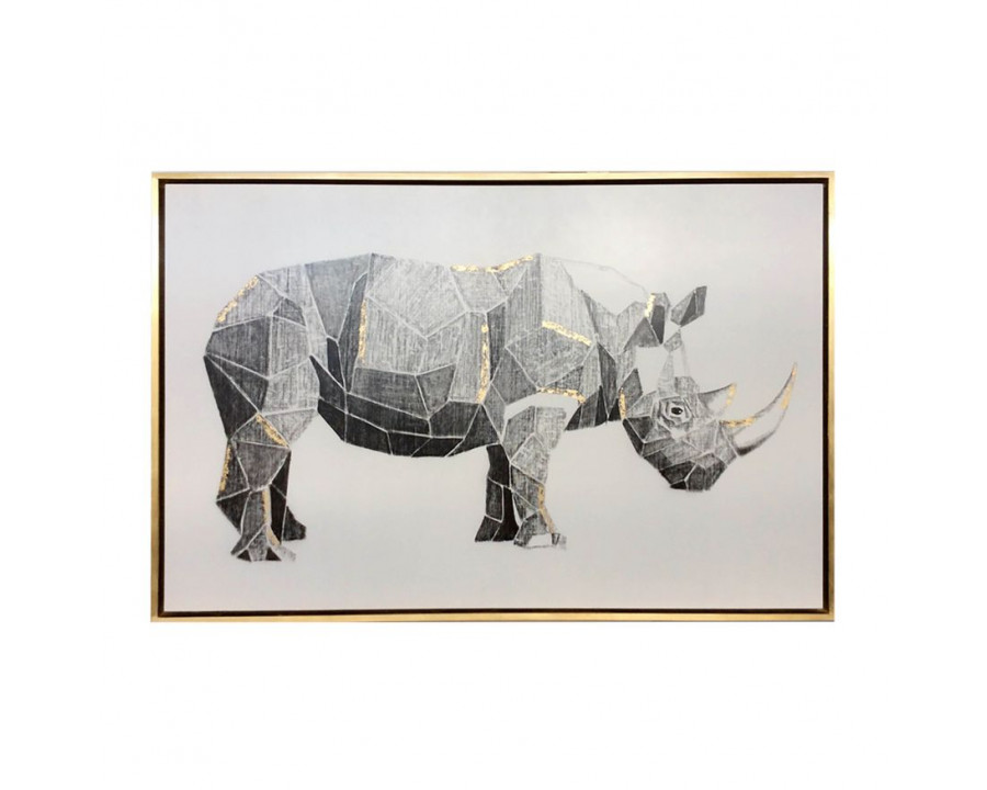 Sagebrook - Hand Painted Charcoal Rhino With Gold Leaf