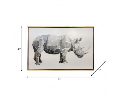 Sagebrook - Hand Painted Charcoal Rhino With Gold Leaf