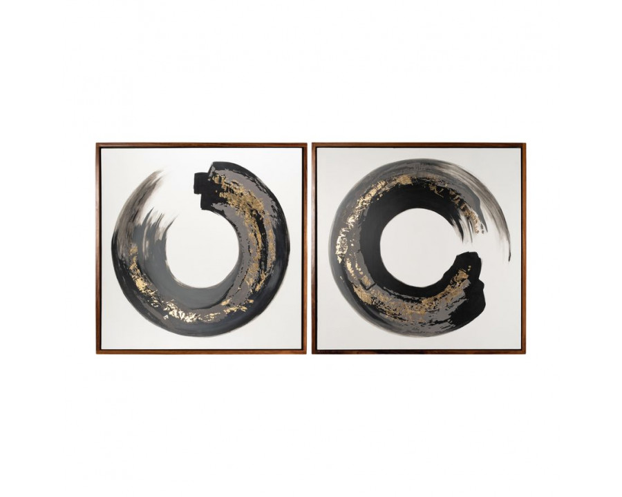 Sagebrook - Hand Painted Letter O Frames (Set Of 2) in Black/Gold