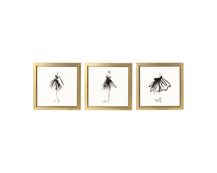 Sagebrook - Hand Painted Ballerina Pose (Set Of 3) in Gold