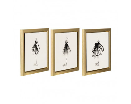 Sagebrook - Hand Painted Ballerina Pose (Set Of 3) in Gold