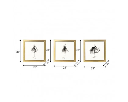 Sagebrook - Hand Painted Ballerina Pose (Set Of 3) in Gold