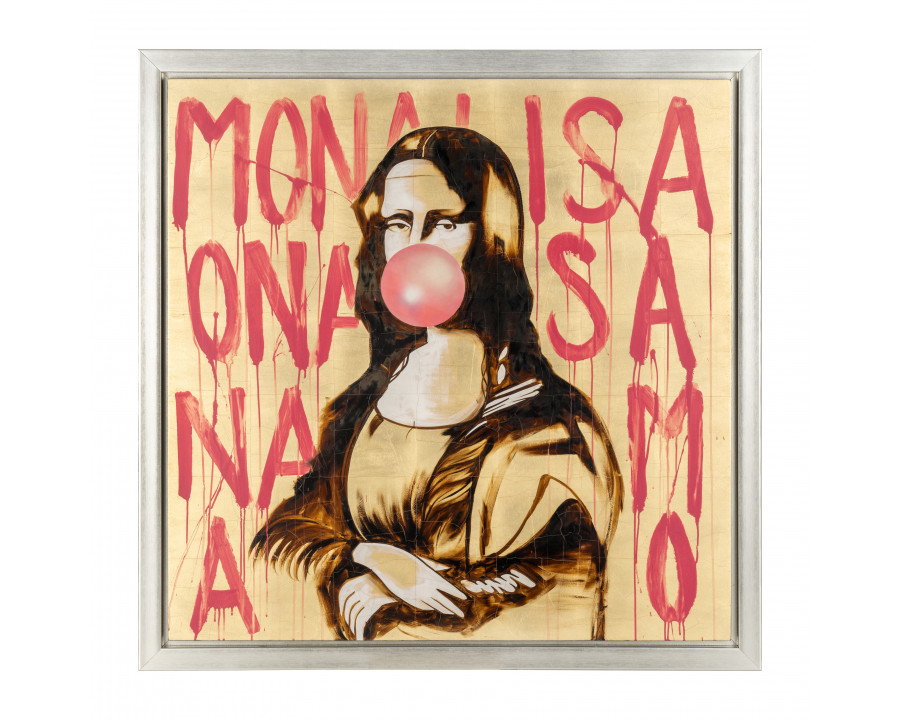 Sagebrook - 47"x47" Hand Painted Bubble Gum Mona Lisa in Brown/Pink