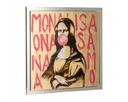 Sagebrook - 47"x47" Hand Painted Bubble Gum Mona Lisa in Brown/Pink