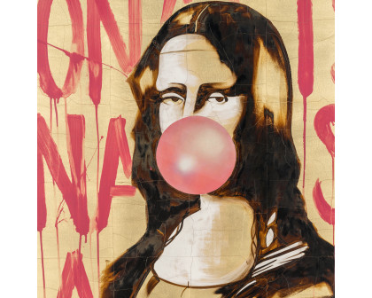 Sagebrook - 47"x47" Hand Painted Bubble Gum Mona Lisa in Brown/Pink