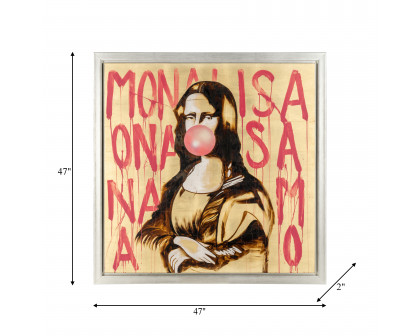 Sagebrook - 47"x47" Hand Painted Bubble Gum Mona Lisa in Brown/Pink