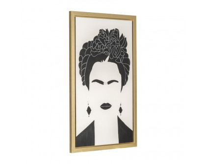 Sagebrook - Hand Painted Frida Portrait in Black/White