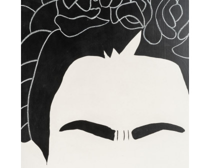 Sagebrook - Hand Painted Frida Portrait in Black/White