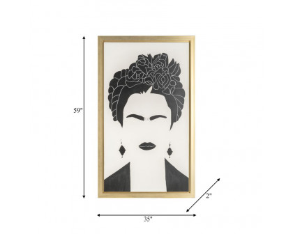 Sagebrook - Hand Painted Frida Portrait in Black/White