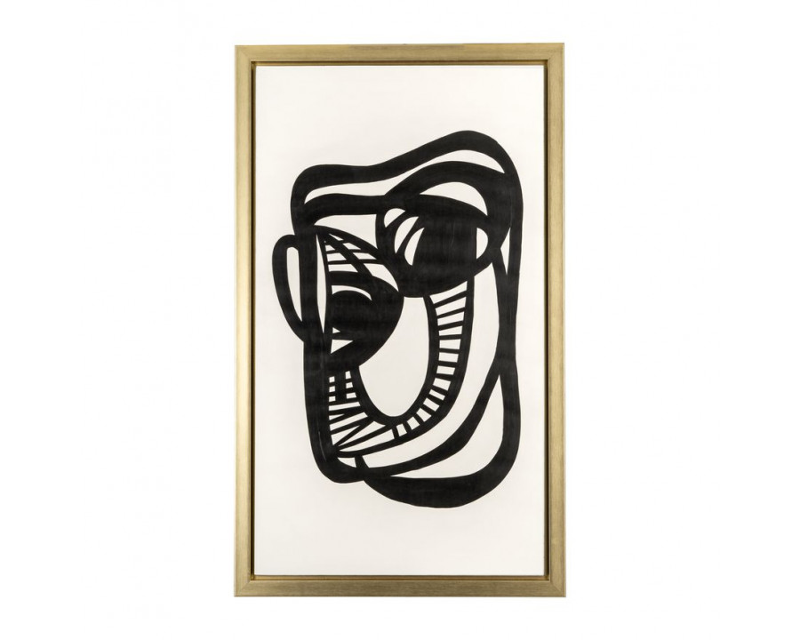 Sagebrook - Hand Painted Gold Frame Geometric Face in Black