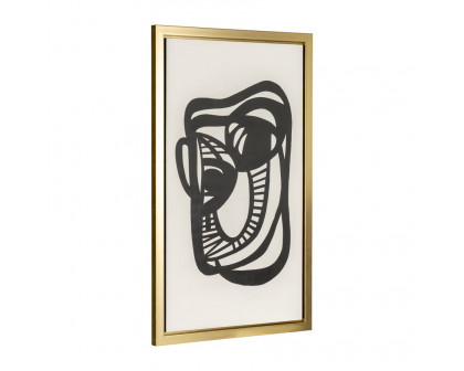 Sagebrook - Hand Painted Gold Frame Geometric Face in Black