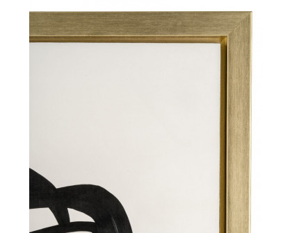 Sagebrook - Hand Painted Gold Frame Geometric Face in Black