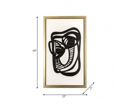 Sagebrook - Hand Painted Gold Frame Geometric Face in Black