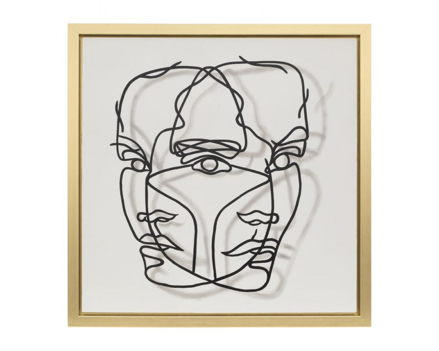 Sagebrook Gold Frame Hand Painted Face Illusion - White/Black