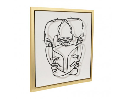 Sagebrook Gold Frame Hand Painted Face Illusion - White/Black