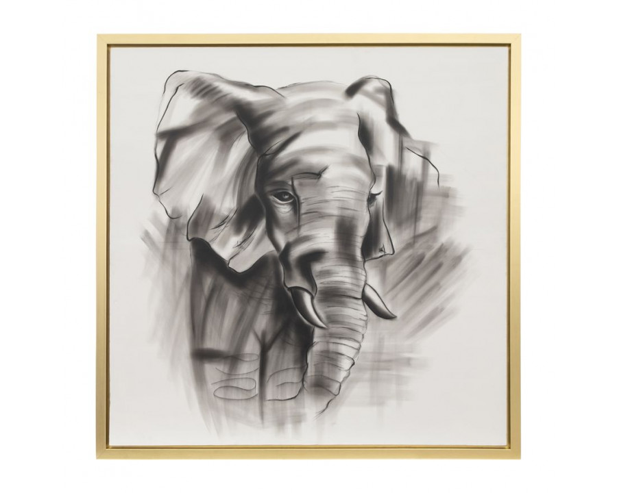 Sagebrook - Hand Painted Elephant Beauty in Gray/White