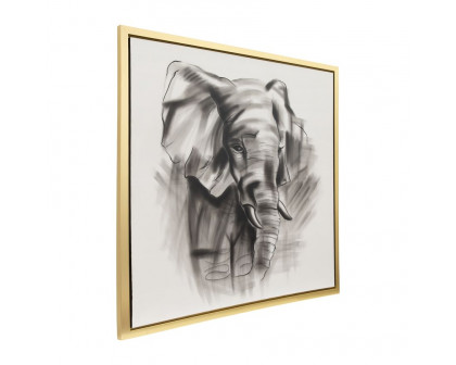 Sagebrook - Hand Painted Elephant Beauty in Gray/White