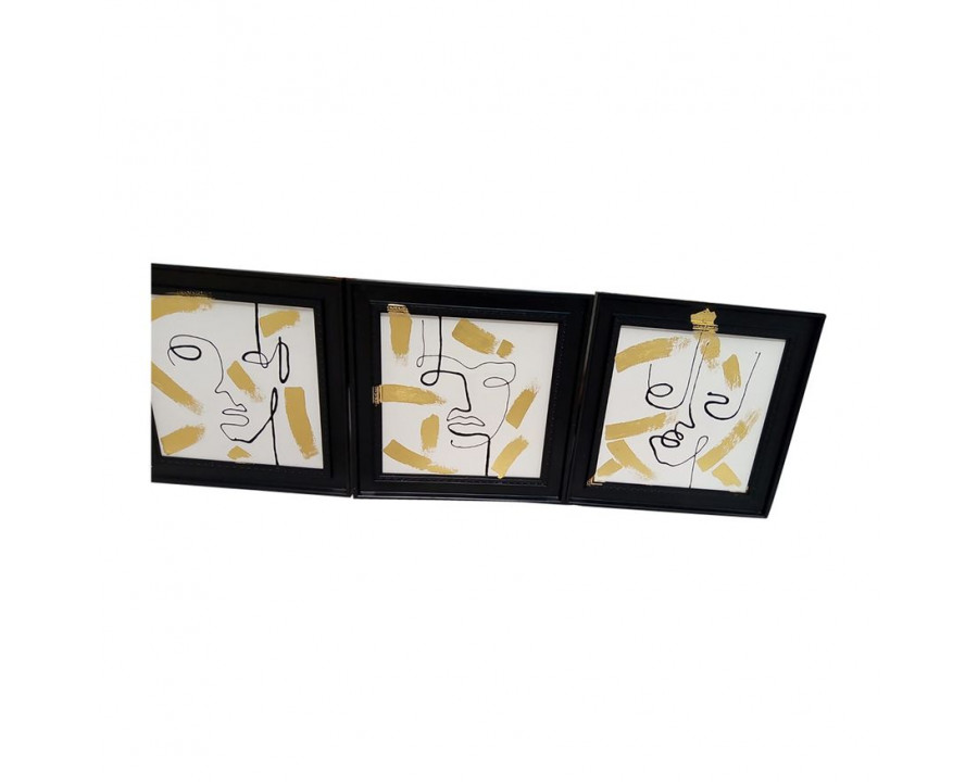 Sagebrook - Hand Painted Gold Splash Geometric Faces (Set Of 3)