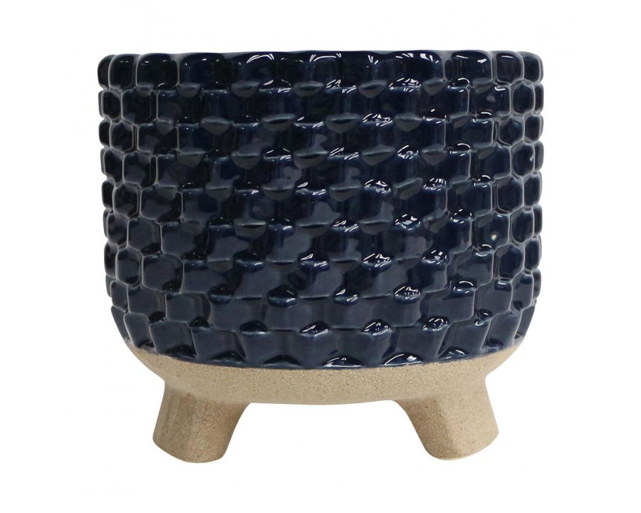 Sagebrook 7" 27 Oz Ocean Mist Woven Candle - Navy