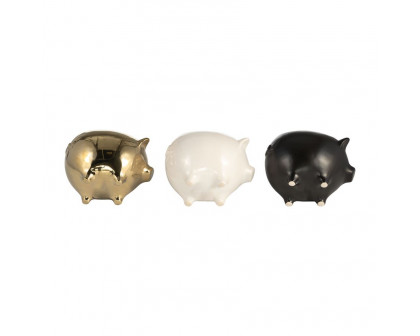 Sagebrook 7" 9 Oz Vanilla Sandalwood Pig Candles (Set of 3) - Multi