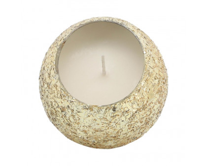 Sagebrook 4" 11 Oz Spiced Pear Crackled Glass Candle - Gold