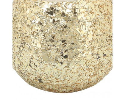 Sagebrook 4" 11 Oz Spiced Pear Crackled Glass Candle - Gold