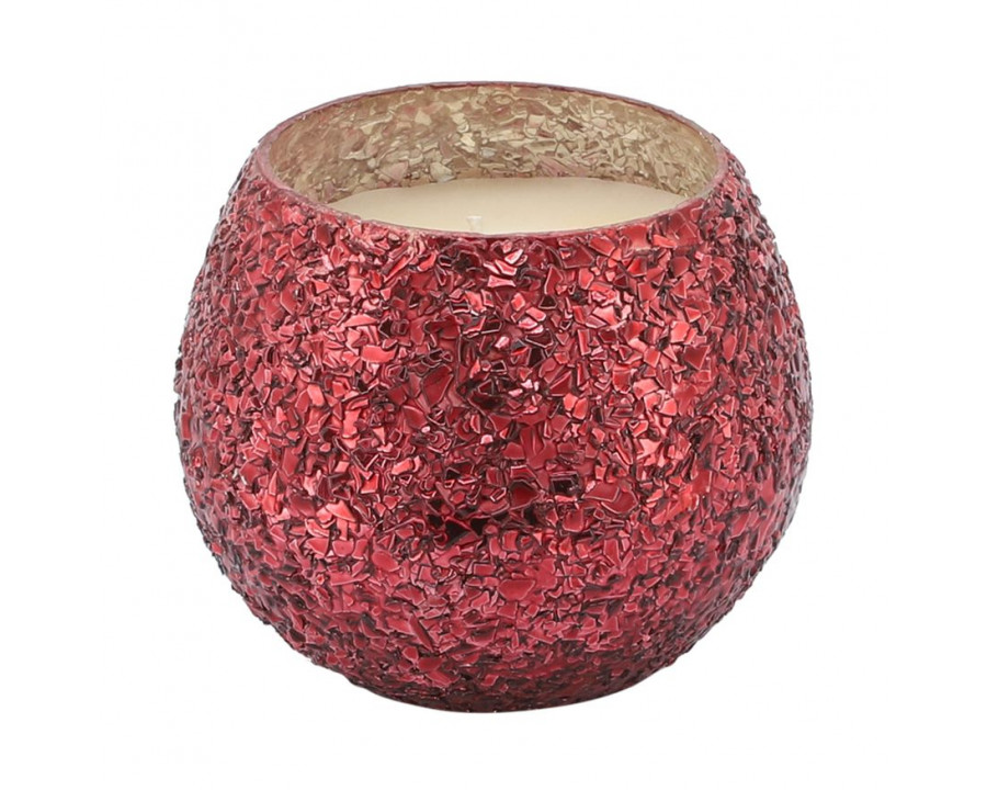 Sagebrook 4" 11 Oz Frasier Fir Crackled Glass Candle - Red