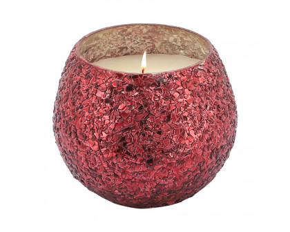 Sagebrook 4" 11 Oz Frasier Fir Crackled Glass Candle - Red