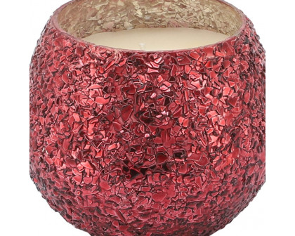 Sagebrook 4" 11 Oz Frasier Fir Crackled Glass Candle - Red