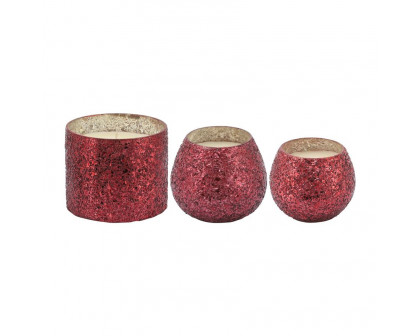 Sagebrook 4" 11 Oz Frasier Fir Crackled Glass Candle - Red