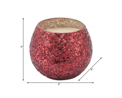 Sagebrook 4" 11 Oz Frasier Fir Crackled Glass Candle - Red