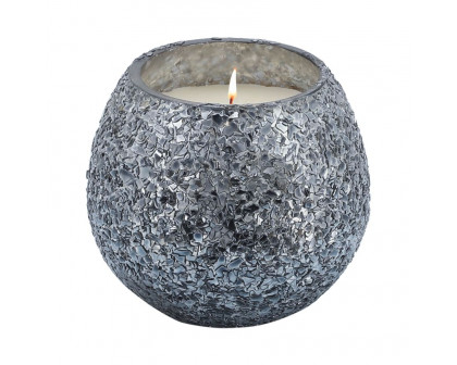 Sagebrook 4" 11 Oz Santal Vanilla Crackled Glass Candle - Gray