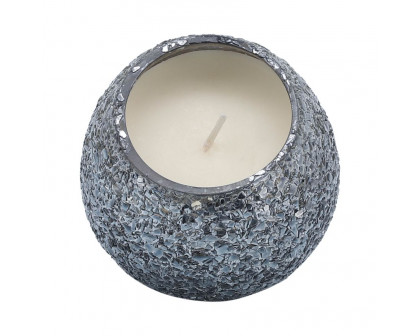 Sagebrook 4" 11 Oz Santal Vanilla Crackled Glass Candle - Gray