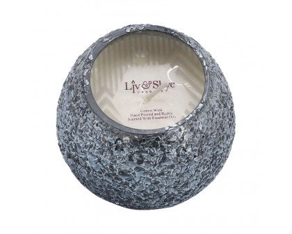 Sagebrook 4" 11 Oz Santal Vanilla Crackled Glass Candle - Gray