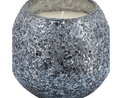 Sagebrook 4" 11 Oz Santal Vanilla Crackled Glass Candle - Gray