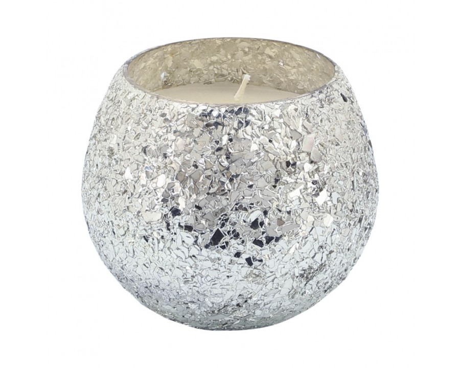 Sagebrook 4" 11 Oz Casa Pacifica Crackled Glass Candle - Silver