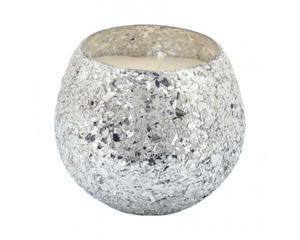 Sagebrook 4" 11 Oz Casa Pacifica Crackled Glass Candle - Silver