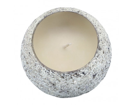 Sagebrook 4" 11 Oz Casa Pacifica Crackled Glass Candle - Silver