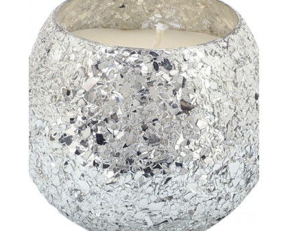 Sagebrook 4" 11 Oz Casa Pacifica Crackled Glass Candle - Silver