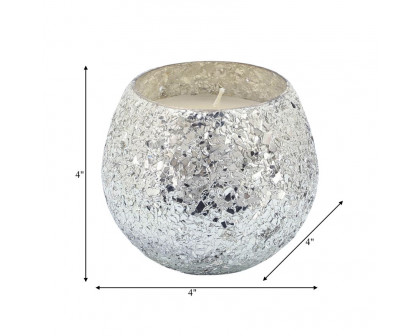 Sagebrook 4" 11 Oz Casa Pacifica Crackled Glass Candle - Silver