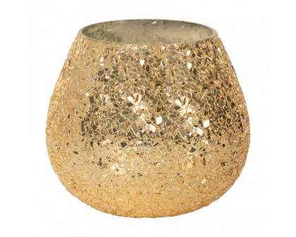 Sagebrook - 4" 11 Oz Spiced Pear Crackled Glass Candle