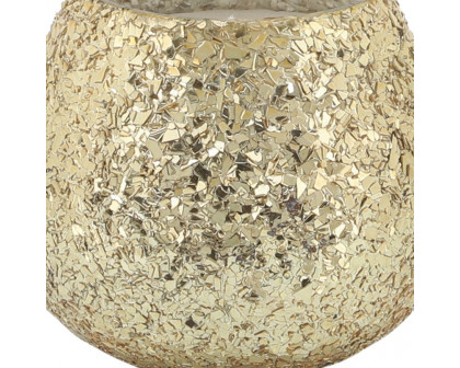 Sagebrook 5" 17 Oz Spiced Pear Crackled Glass Candle - Gold